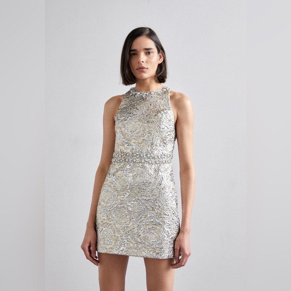 Alice & Olivia Metallic Silver and Gold Cocktail Dress